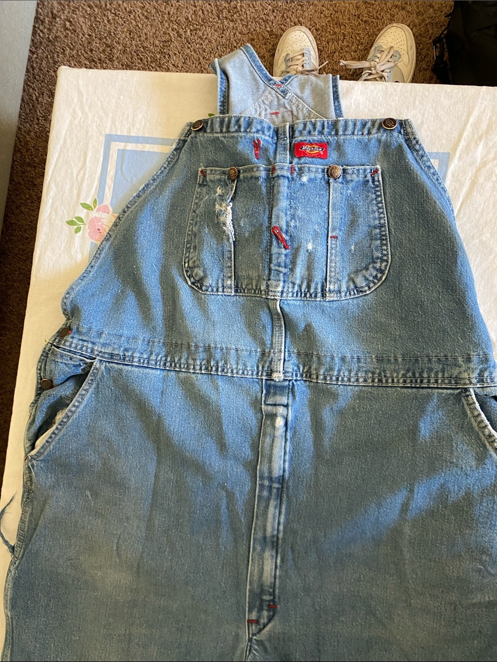 Vintage Dickies Light Blue Denim Work Bib Overalls with Front Patch Pocket